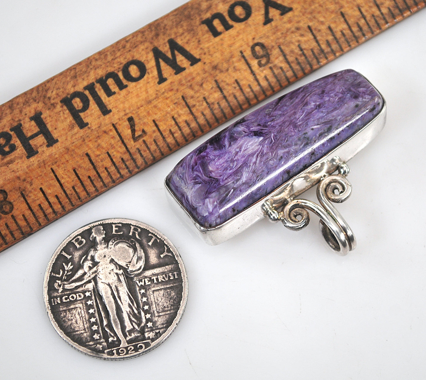 Sterling Silver Geometric Charoite Pendant