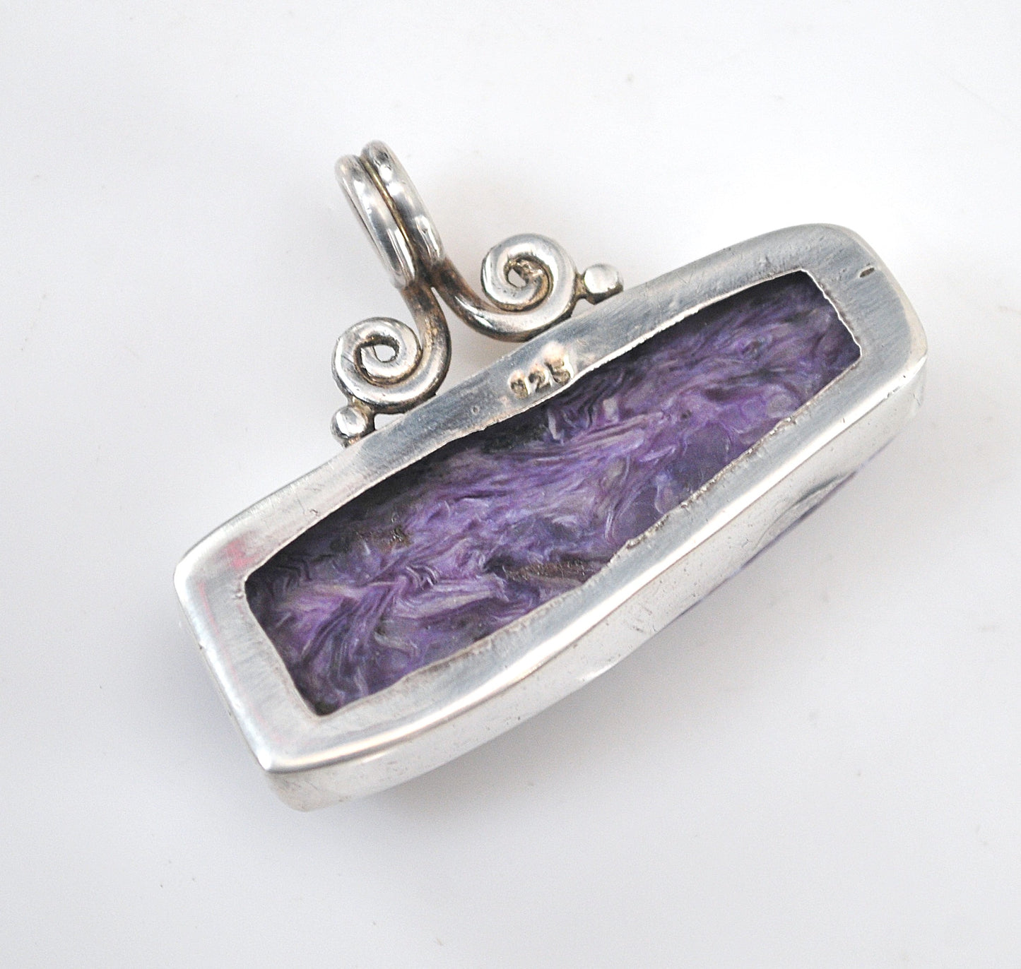 Sterling Silver Geometric Charoite Pendant