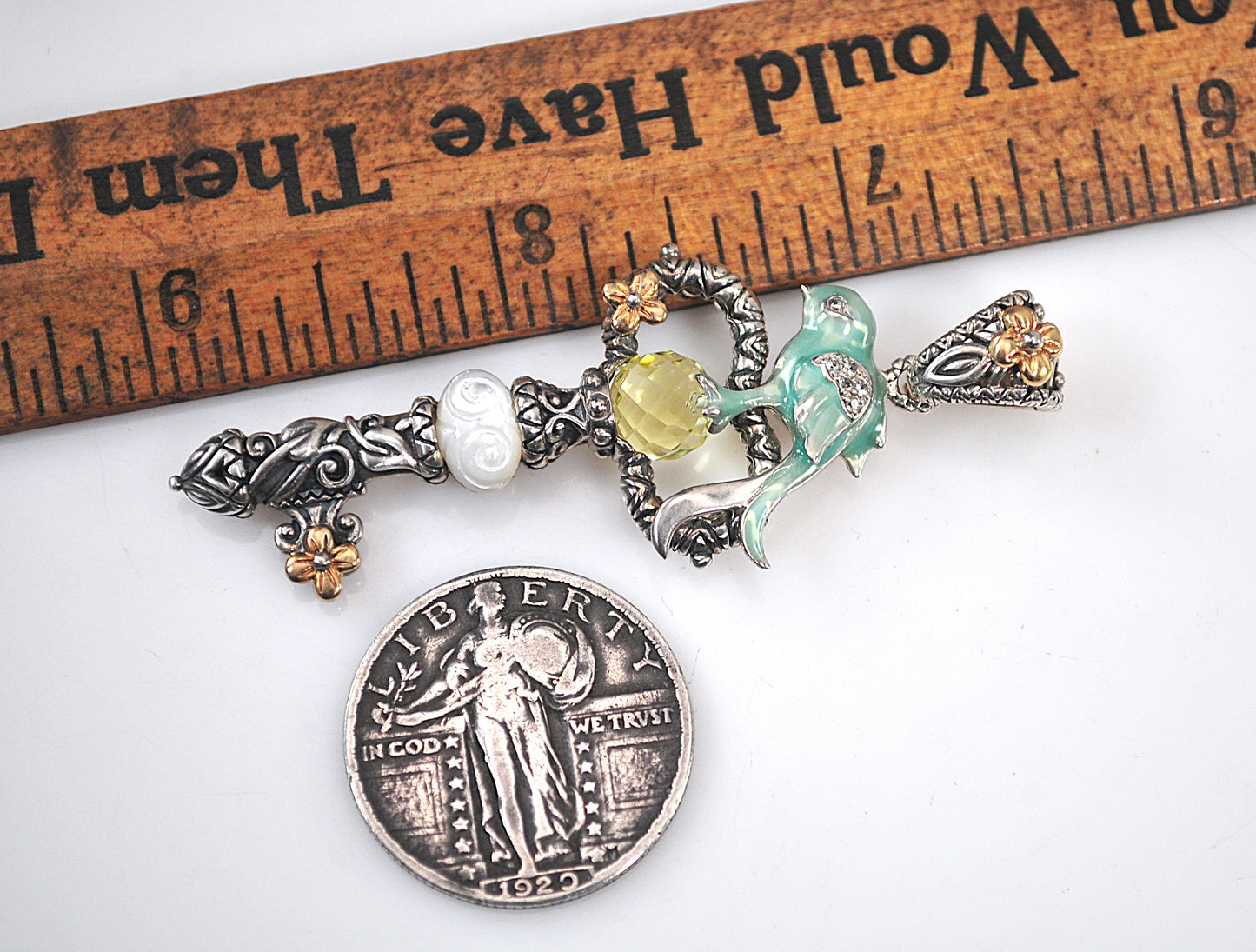 Barbara Bixby Sterling Silver 18K Gold Bird Key Enhancer Pendant