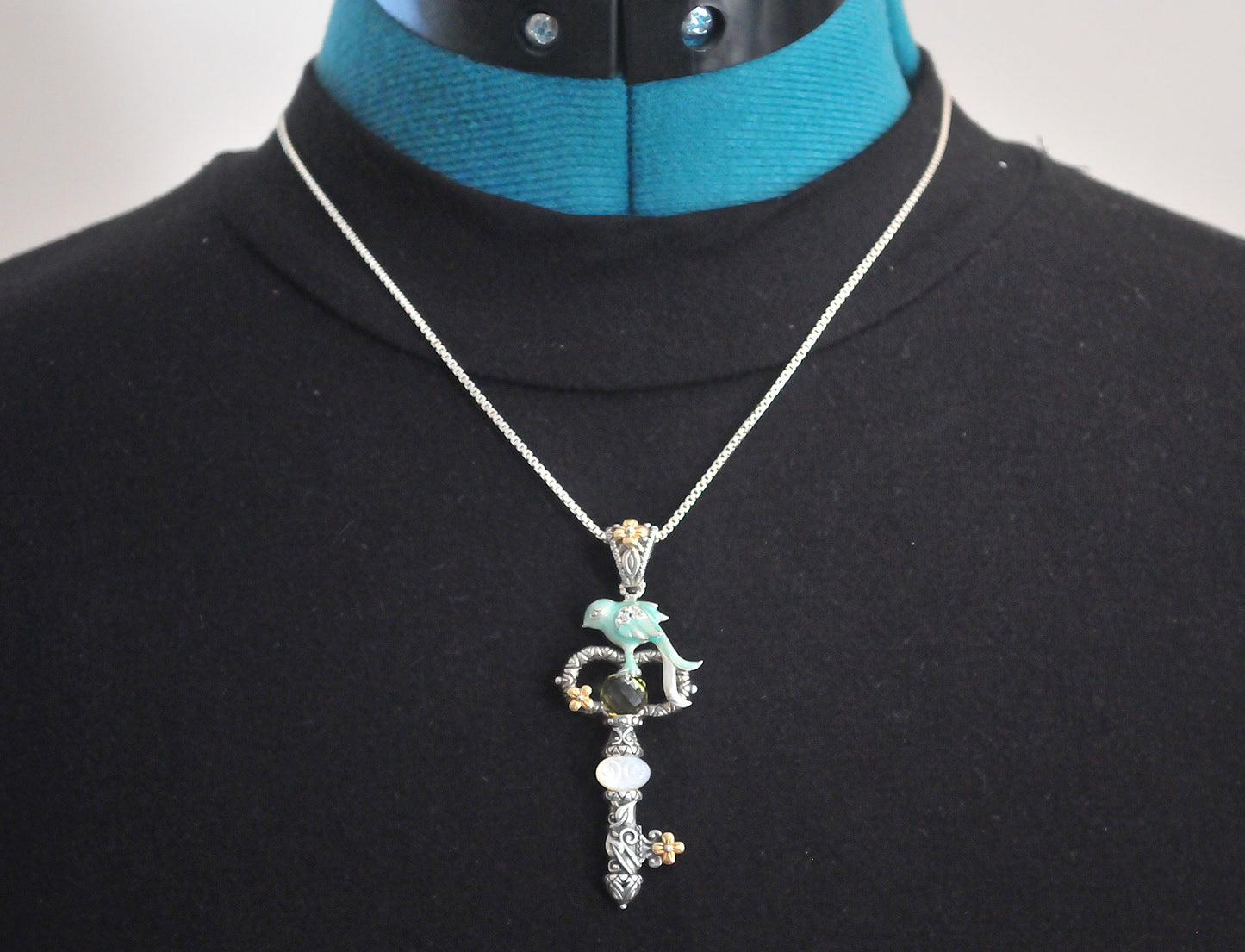 Barbara Bixby Sterling Silver 18K Gold Bird Key Enhancer Pendant