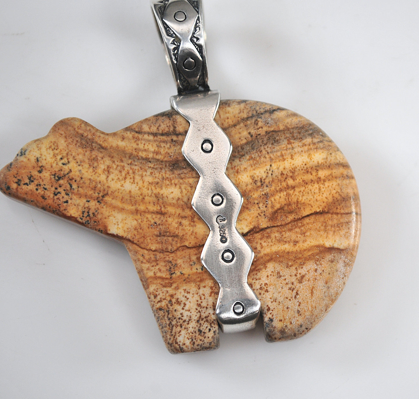 Large Carolyn Pollack Sterling Silver Jasper Bear Pendant