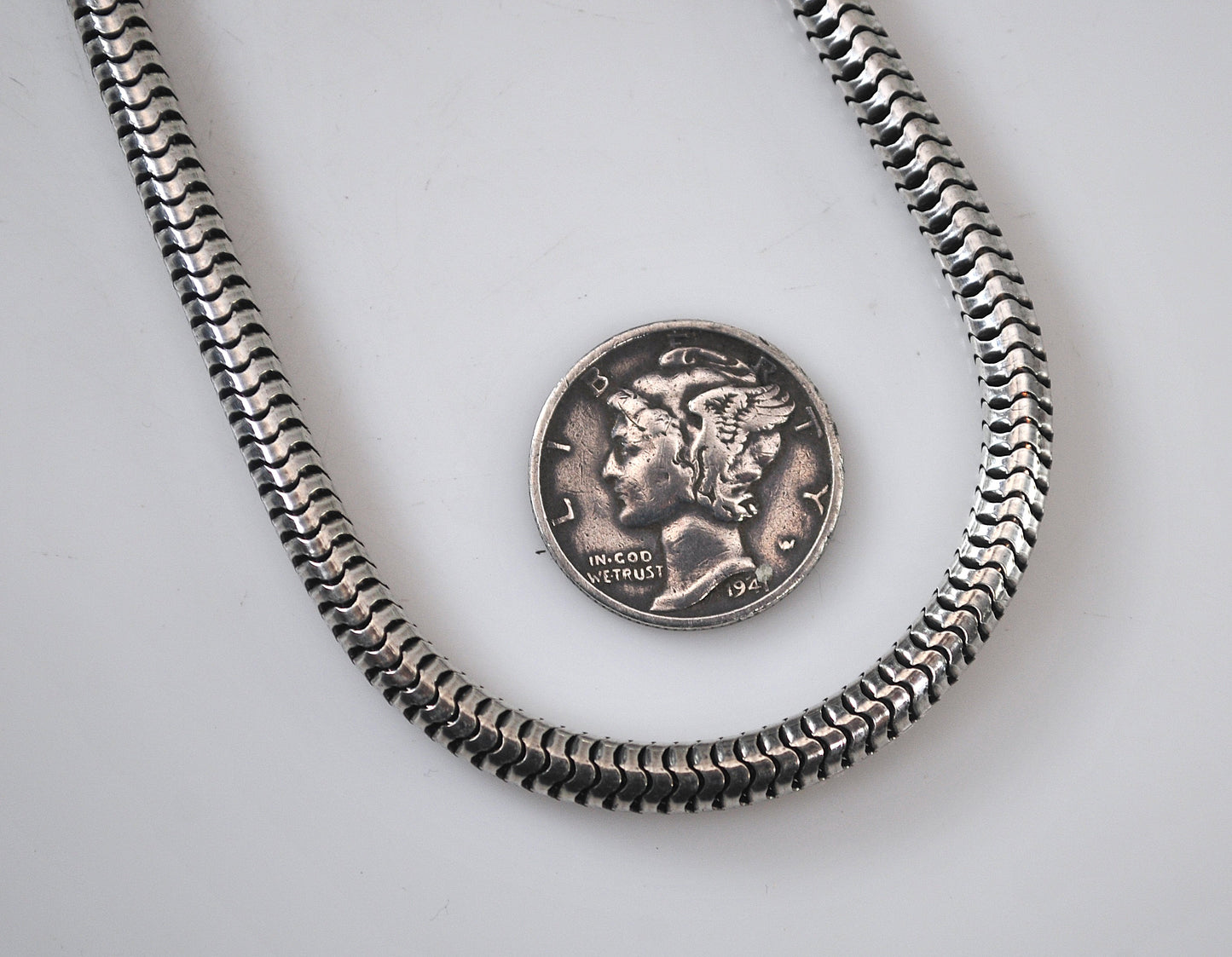 Sterling Silver 4mm Omega Snake Chain Necklace