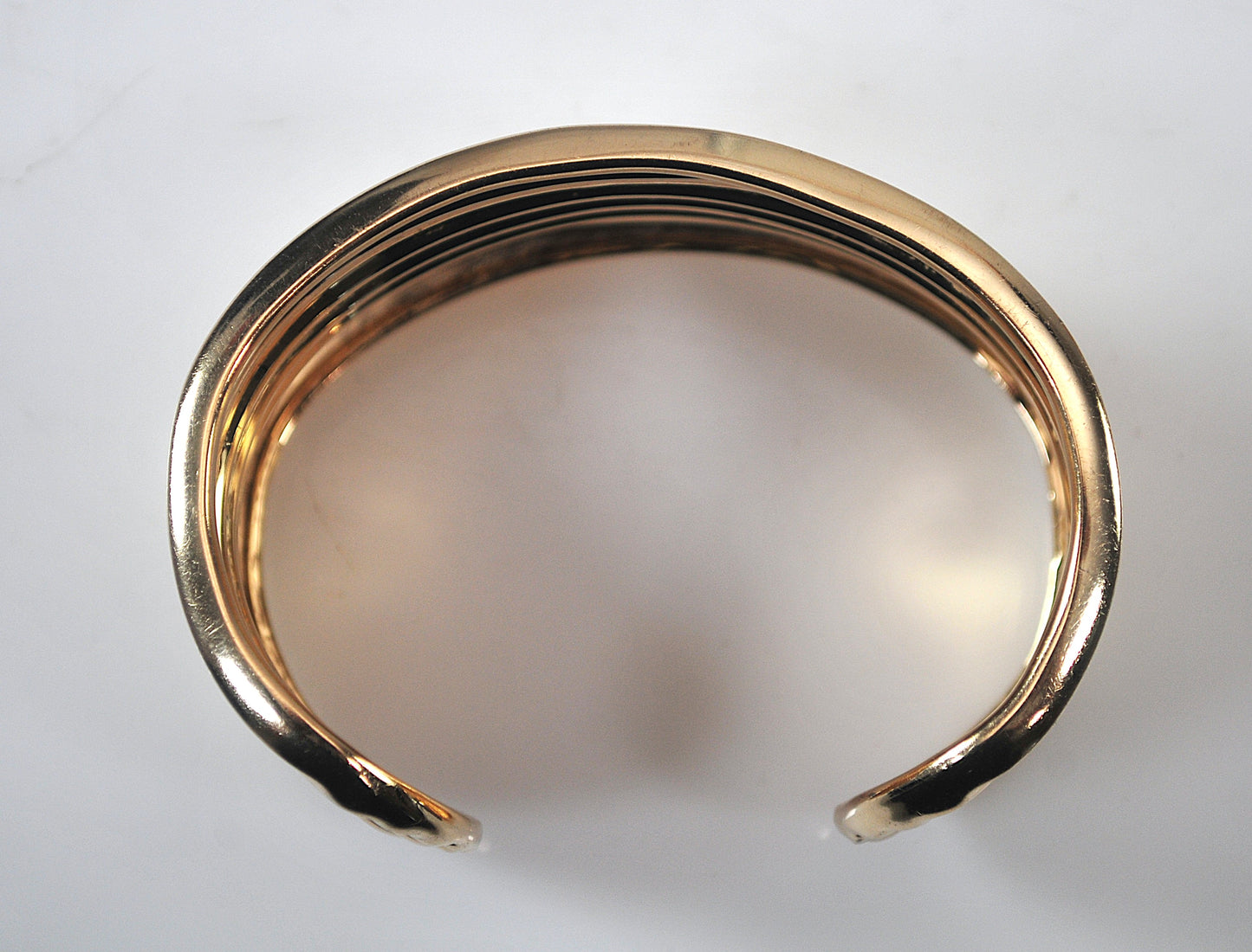Wide Gold over Sterling Silver Ribbed Cuff Bracelet