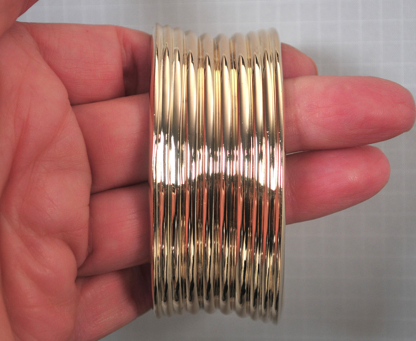 Wide Gold over Sterling Silver Ribbed Cuff Bracelet