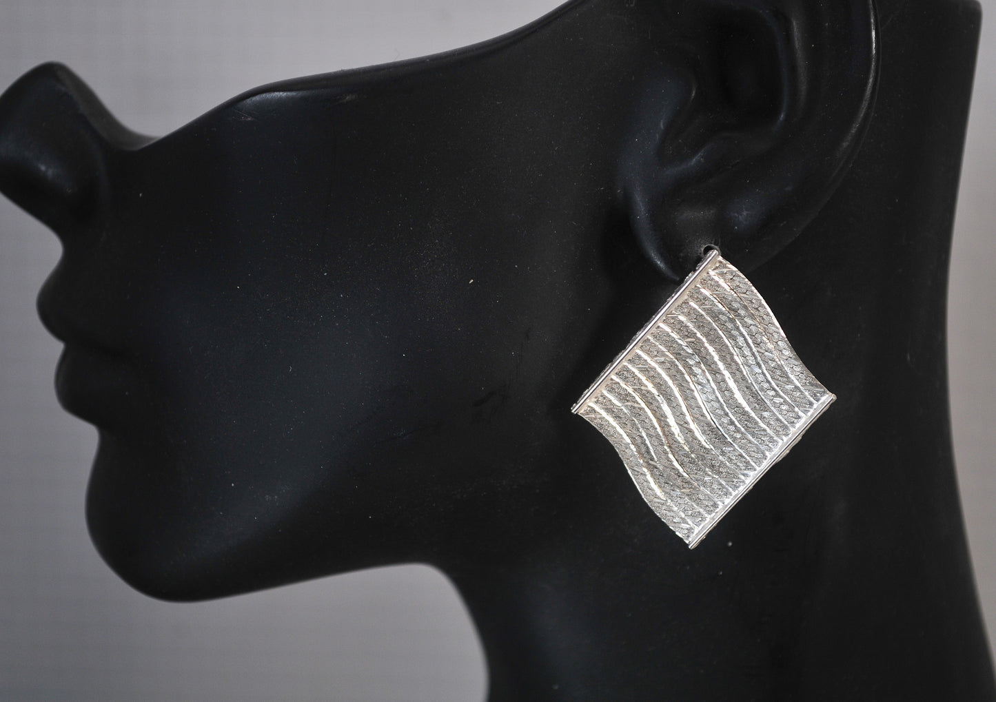 Square 925 Italy Sterling Silver Herringbone Earrings
