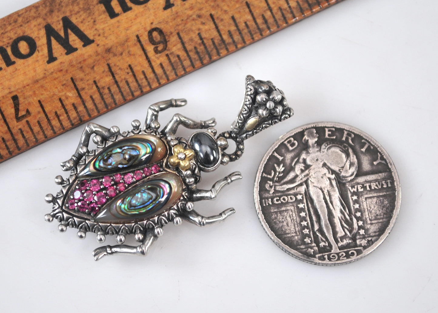 Barbara Bixby Sterling Silver 18K Gold Beetle Enhancer Pendant