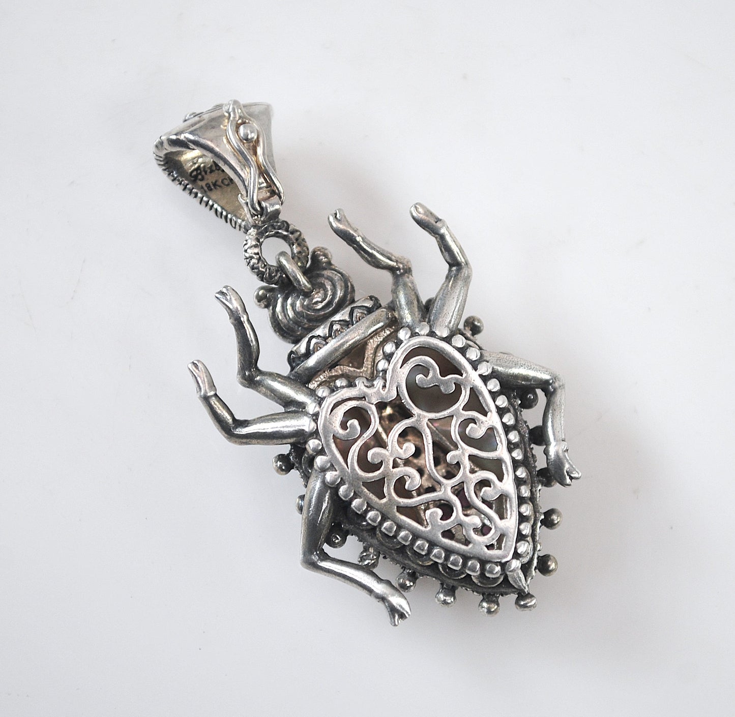 Barbara Bixby Sterling Silver 18K Gold Beetle Enhancer Pendant