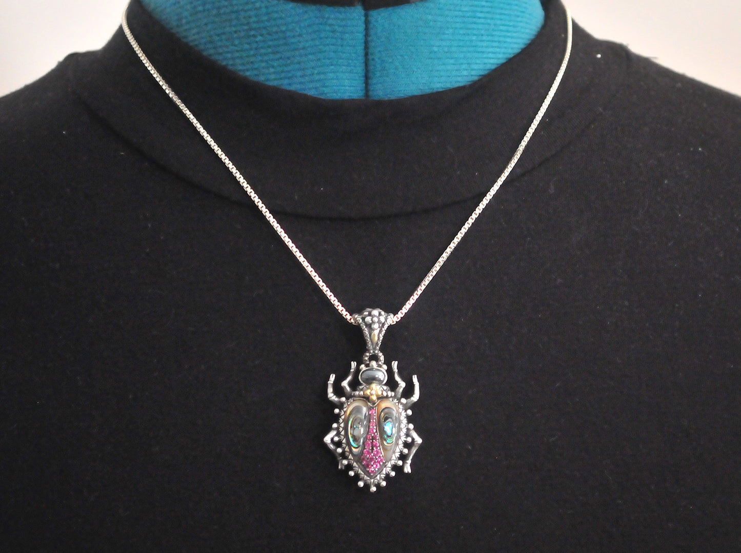 Barbara Bixby Sterling Silver 18K Gold Beetle Enhancer Pendant