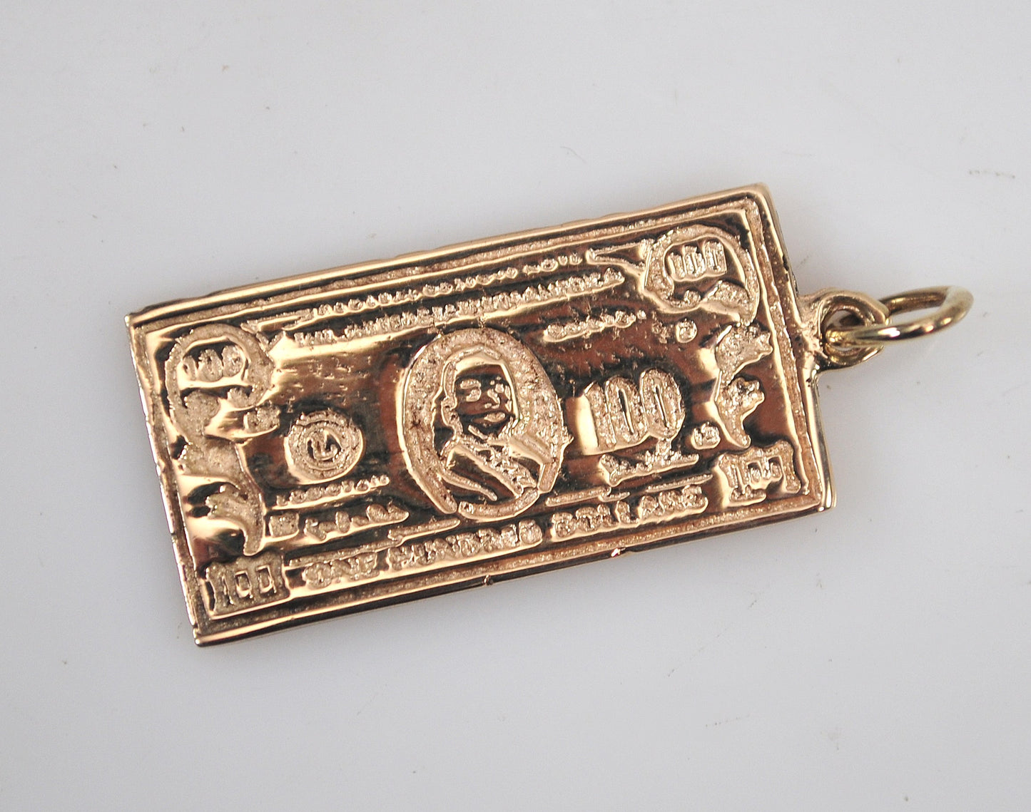 Vintage 14K Gold 100 Dollar Bill Pendant