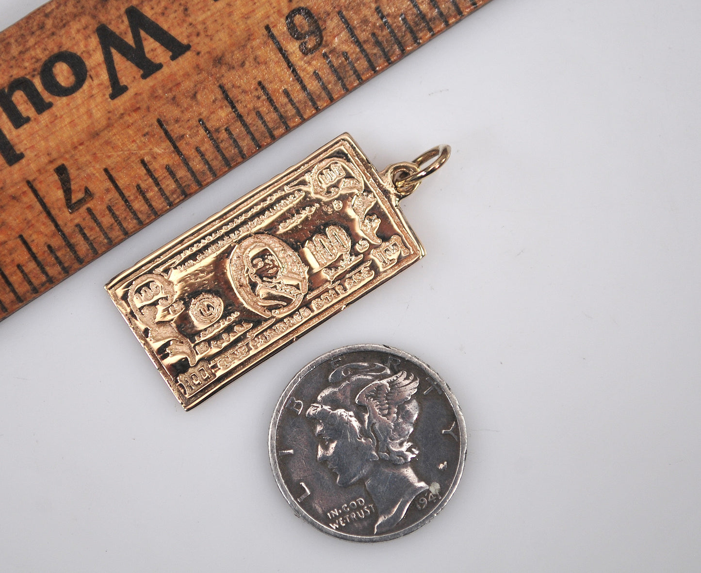 Vintage 14K Gold 100 Dollar Bill Pendant