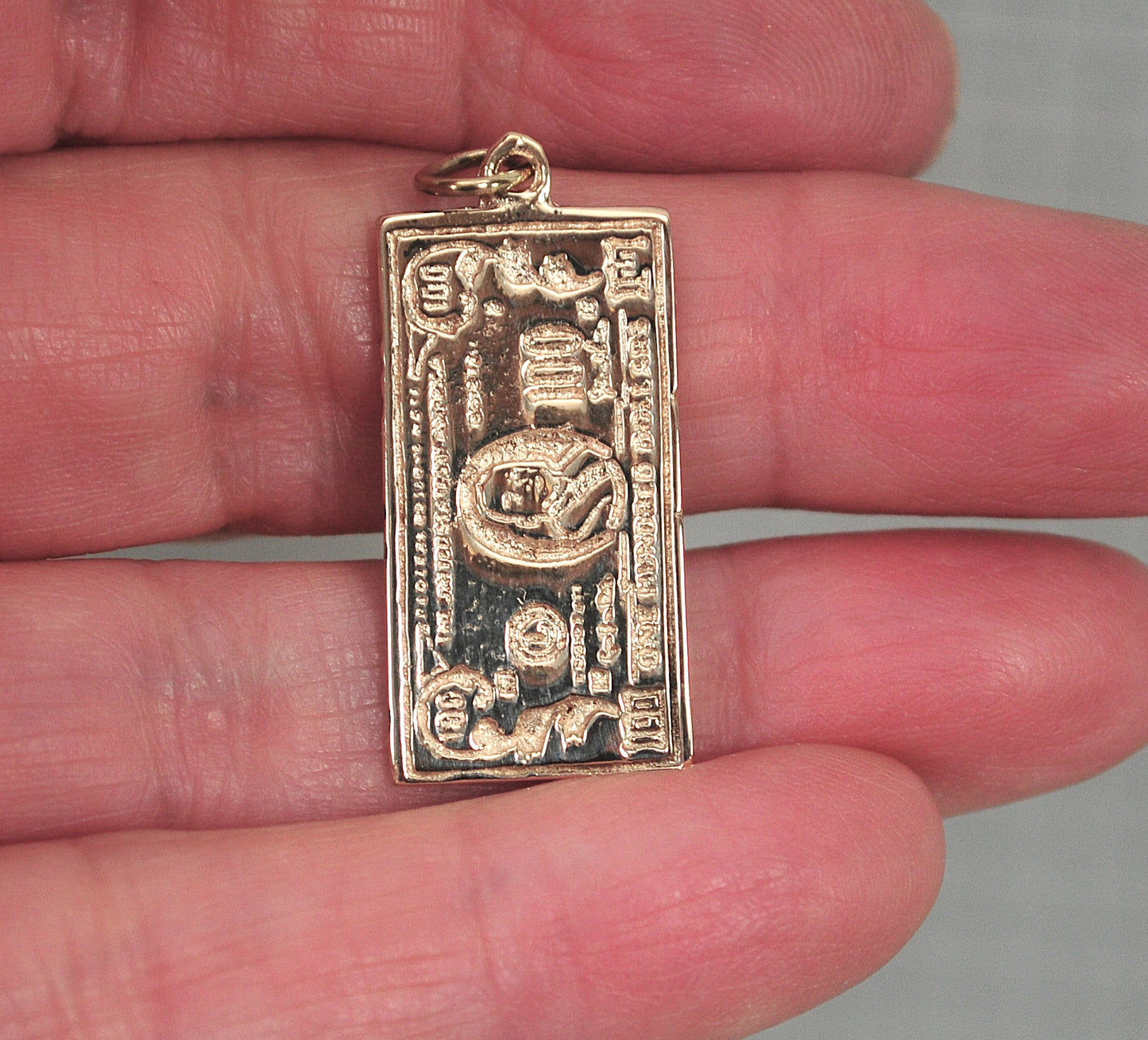 Vintage 14K Gold 100 Dollar Bill Pendant