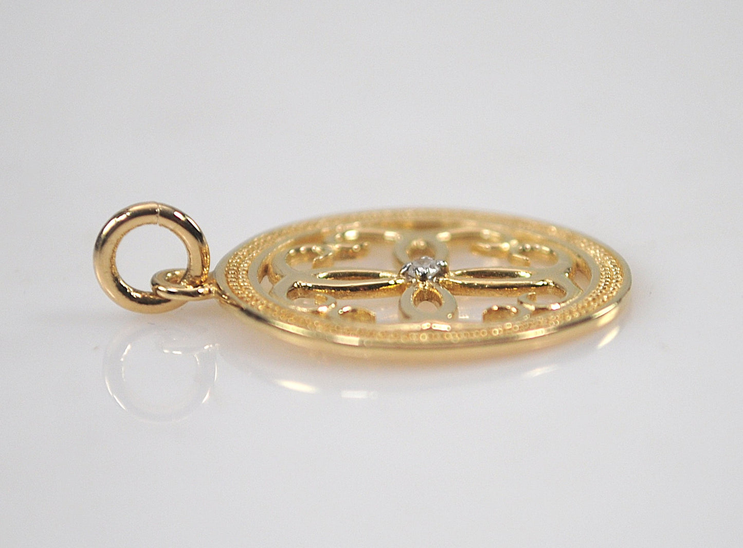 Signed 14K Gold Diamond Pendant