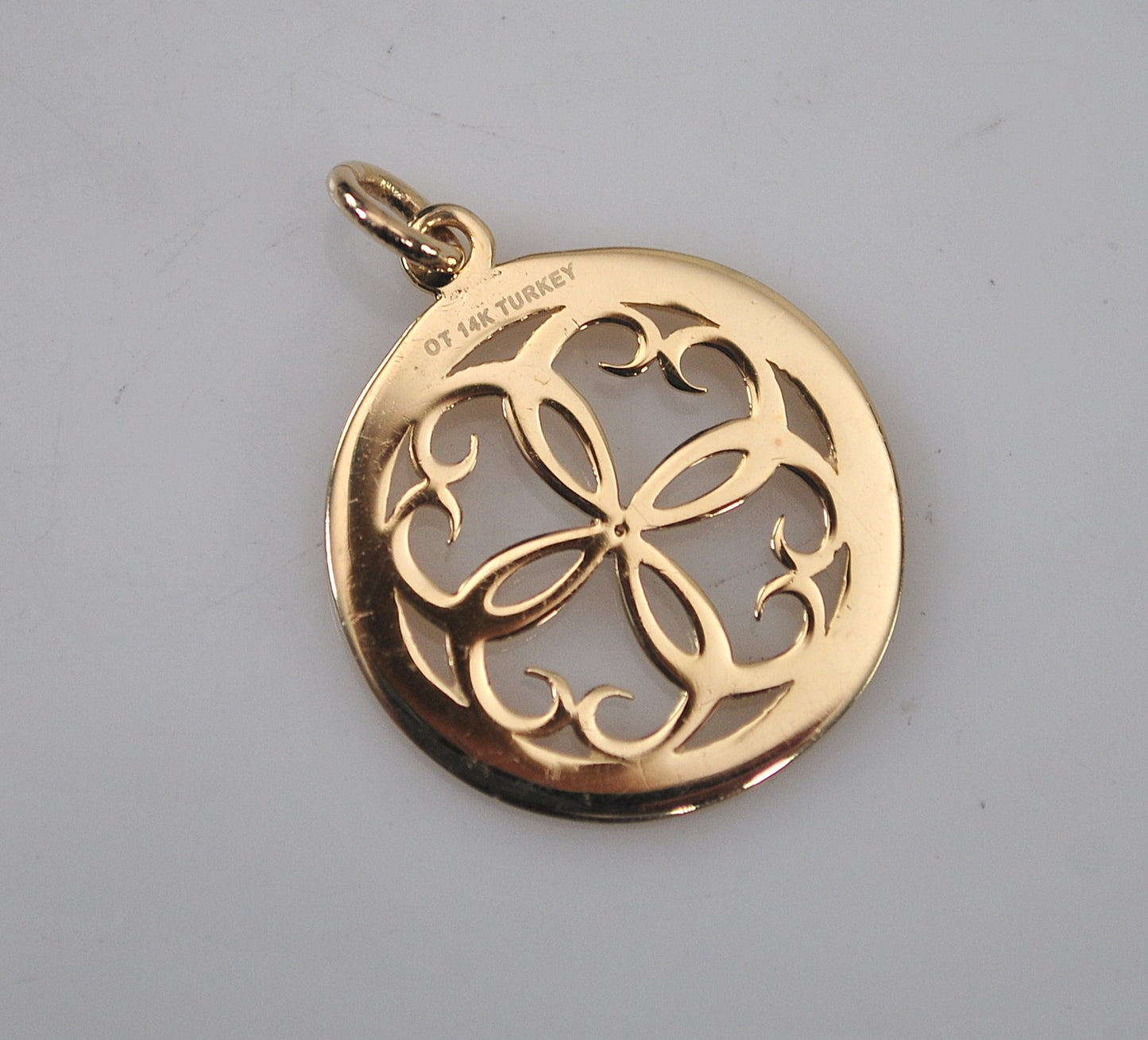 Signed 14K Gold Diamond Pendant