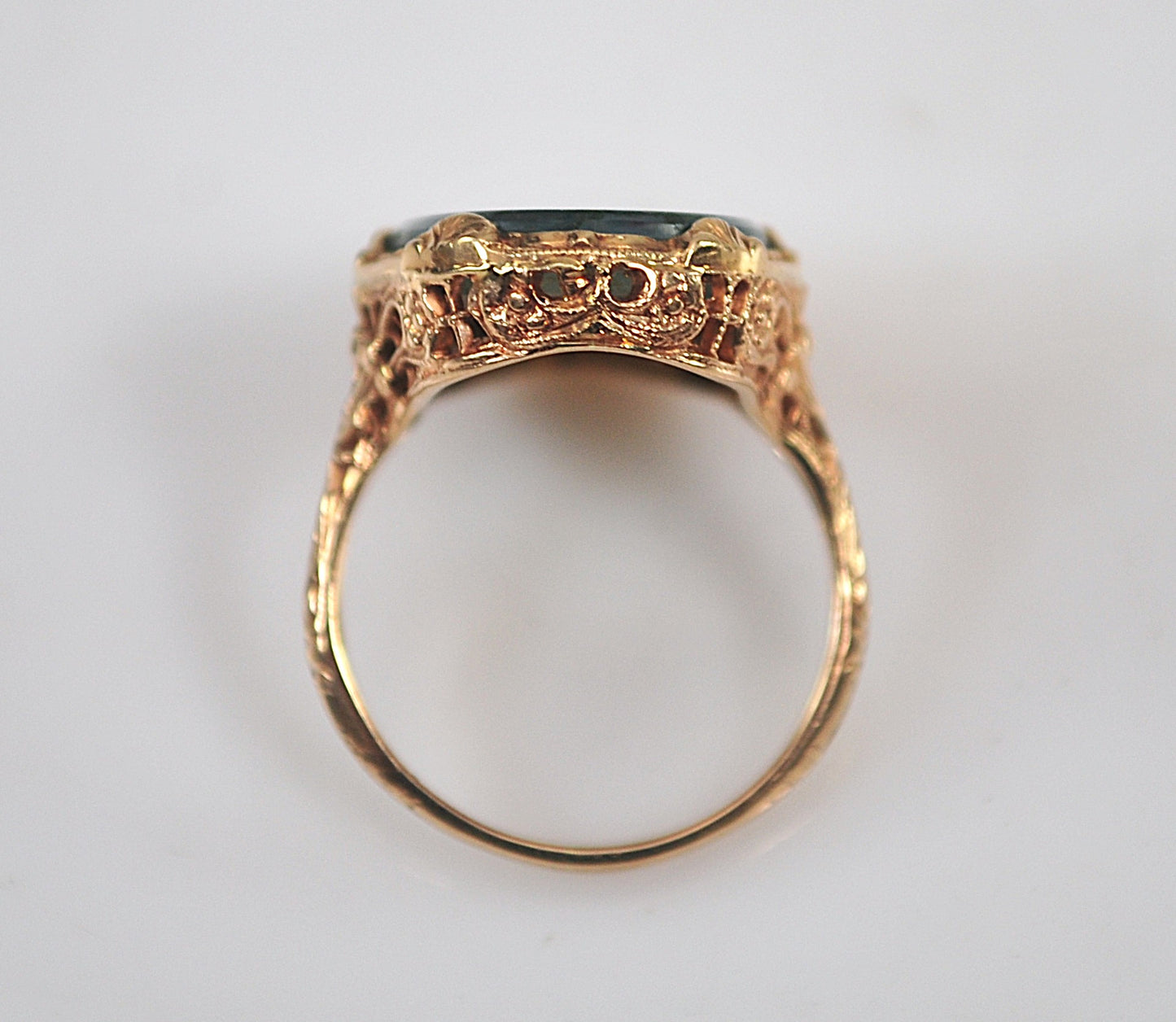 NOT AVAILABLE - Reserved for M - Antique 10K Gold Moss Agate Ring