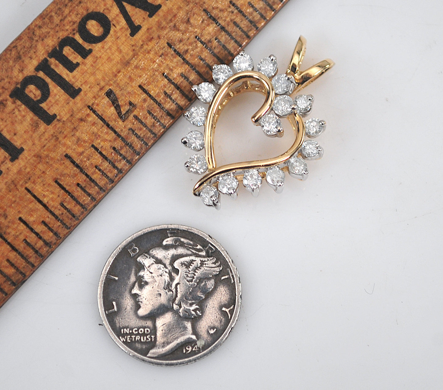 14K Gold Diamond Heart Pendant