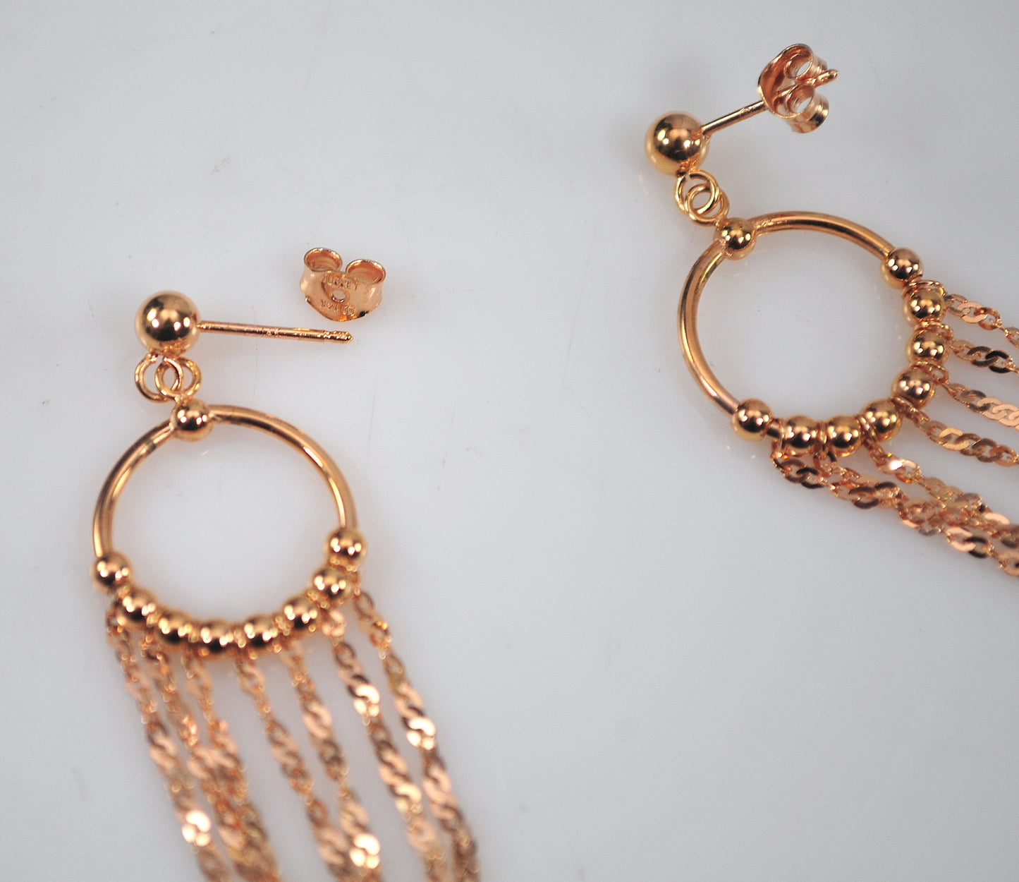 Long 14K Rose Gold Fringe Earrings