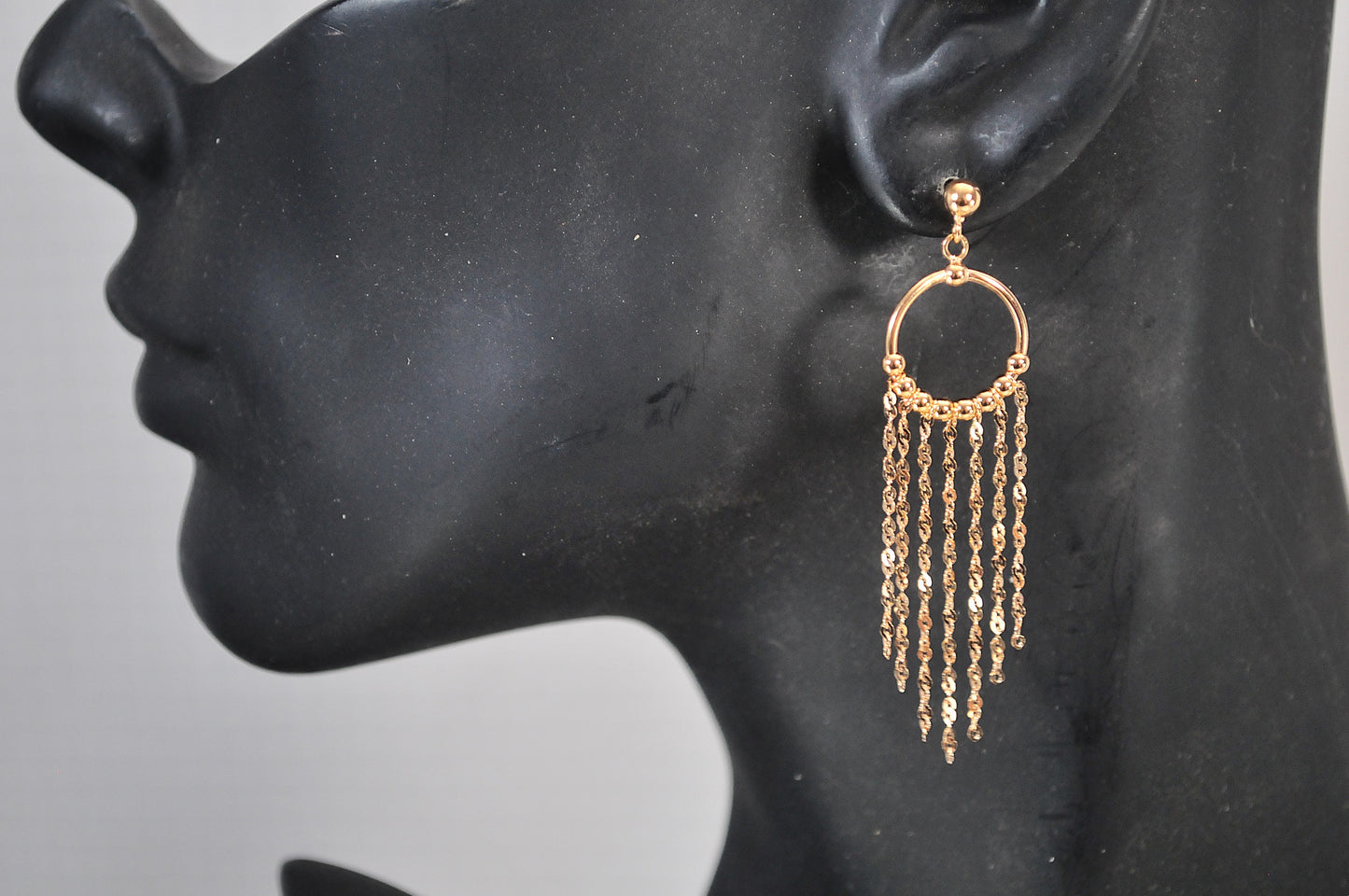 Long 14K Rose Gold Fringe Earrings