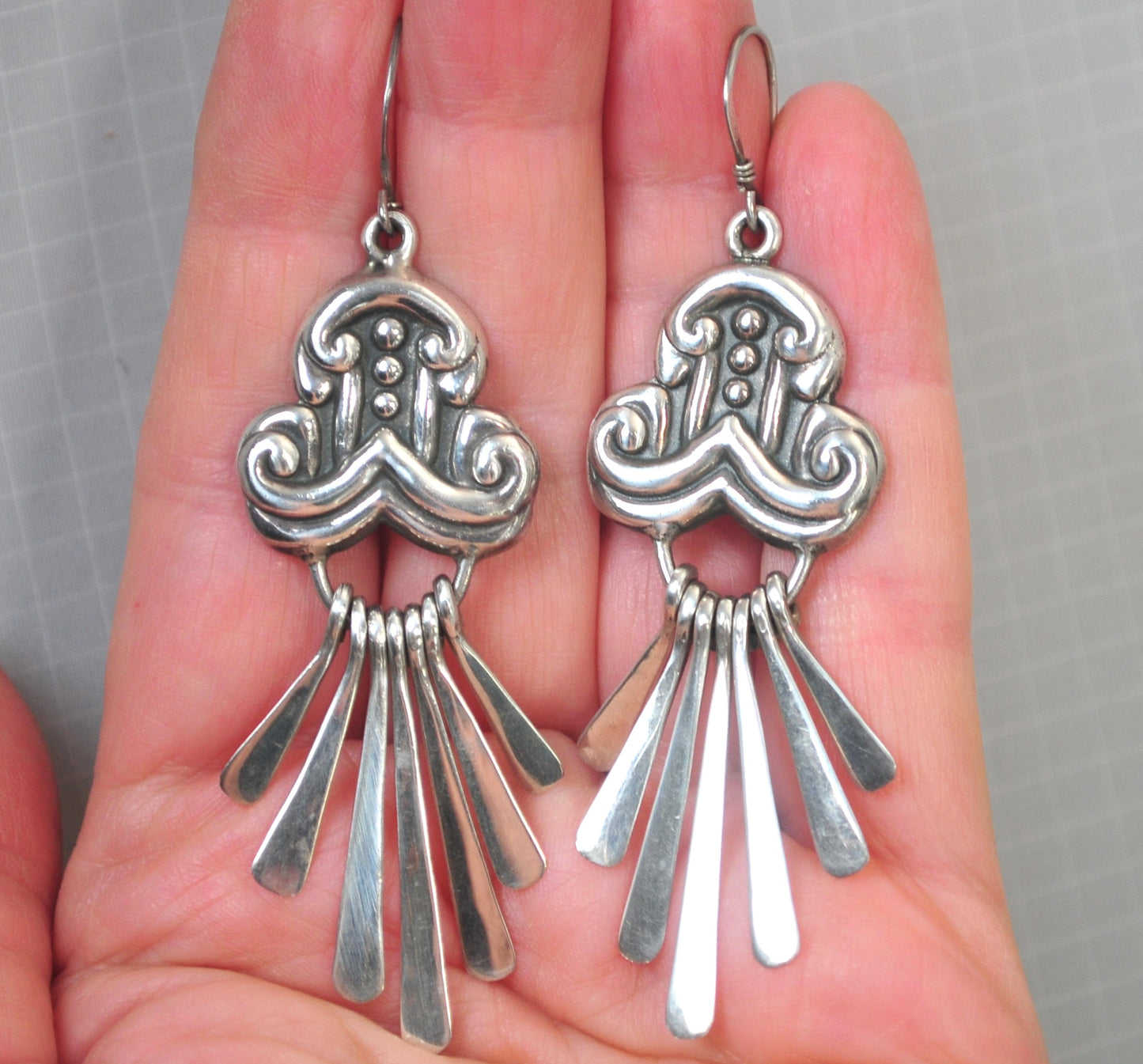 Statement Taxco Mexico Sterling Silver Earrings