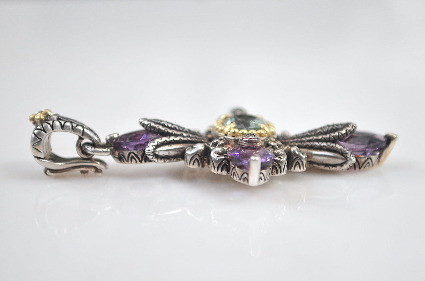 Barbara Bixby Sterling Silver 18K Gold Amethyst Cross Enhancer Pendant
