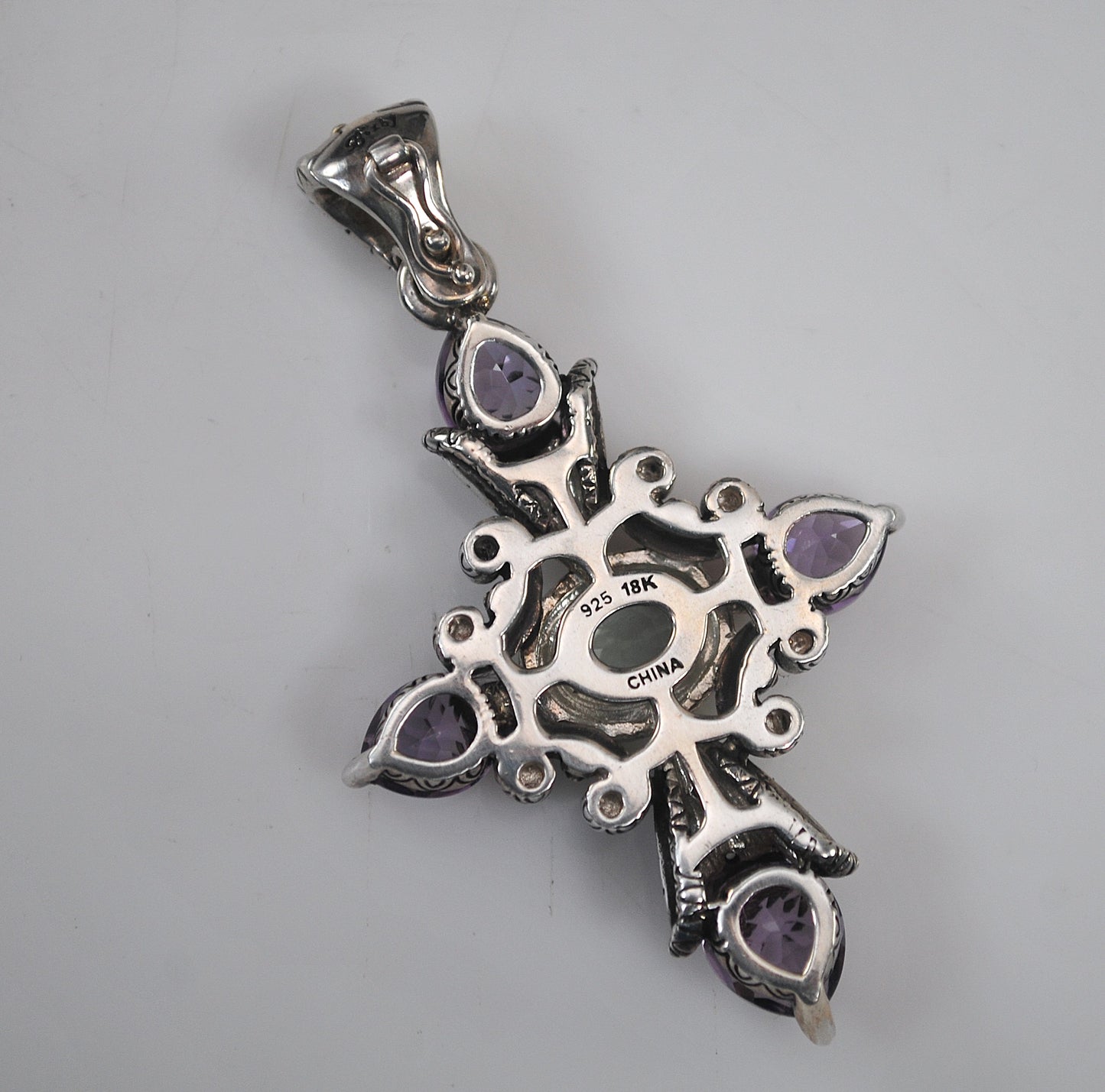 Barbara Bixby Sterling Silver 18K Gold Amethyst Cross Enhancer Pendant