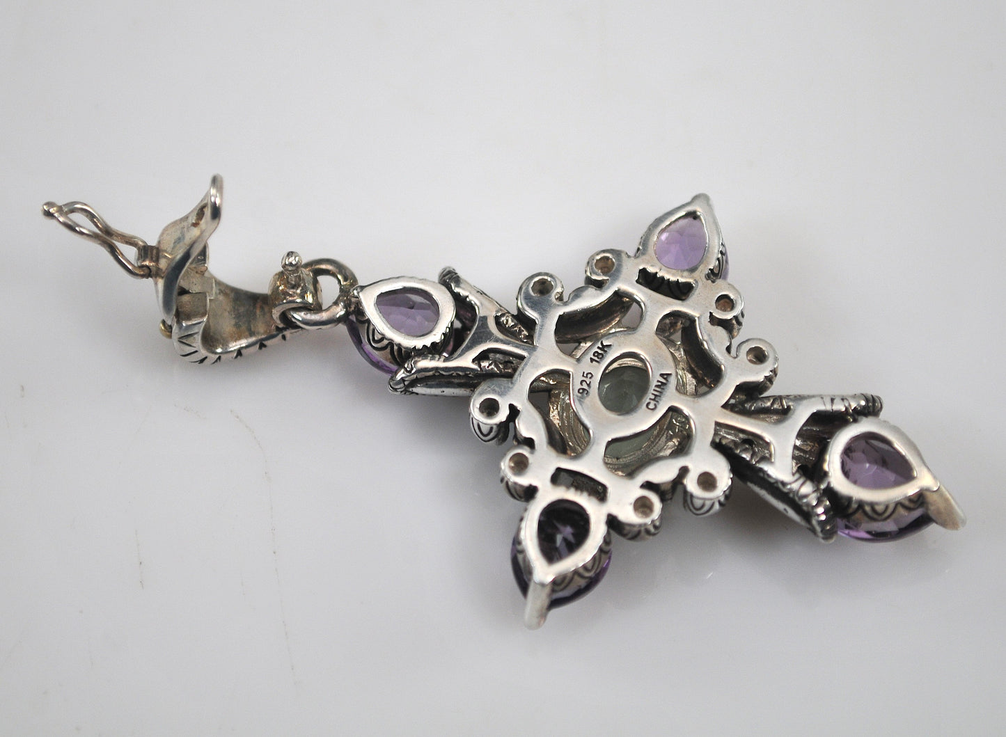 Barbara Bixby Sterling Silver 18K Gold Amethyst Cross Enhancer Pendant