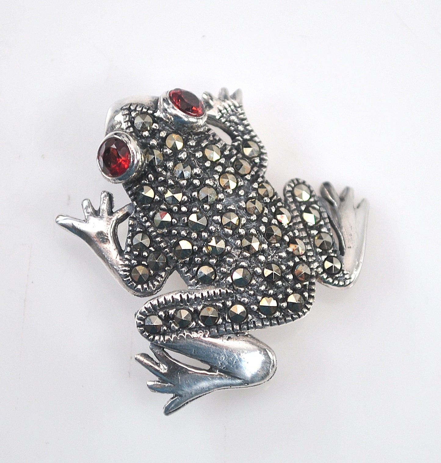 Sterling Silver Marcasite Frog Brooch