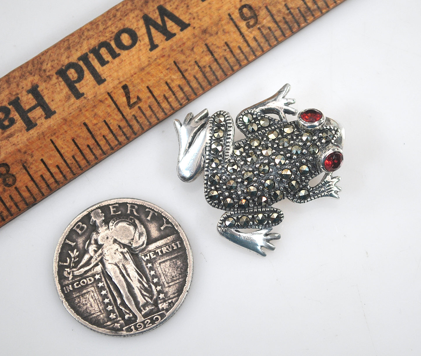 Sterling Silver Marcasite Frog Brooch