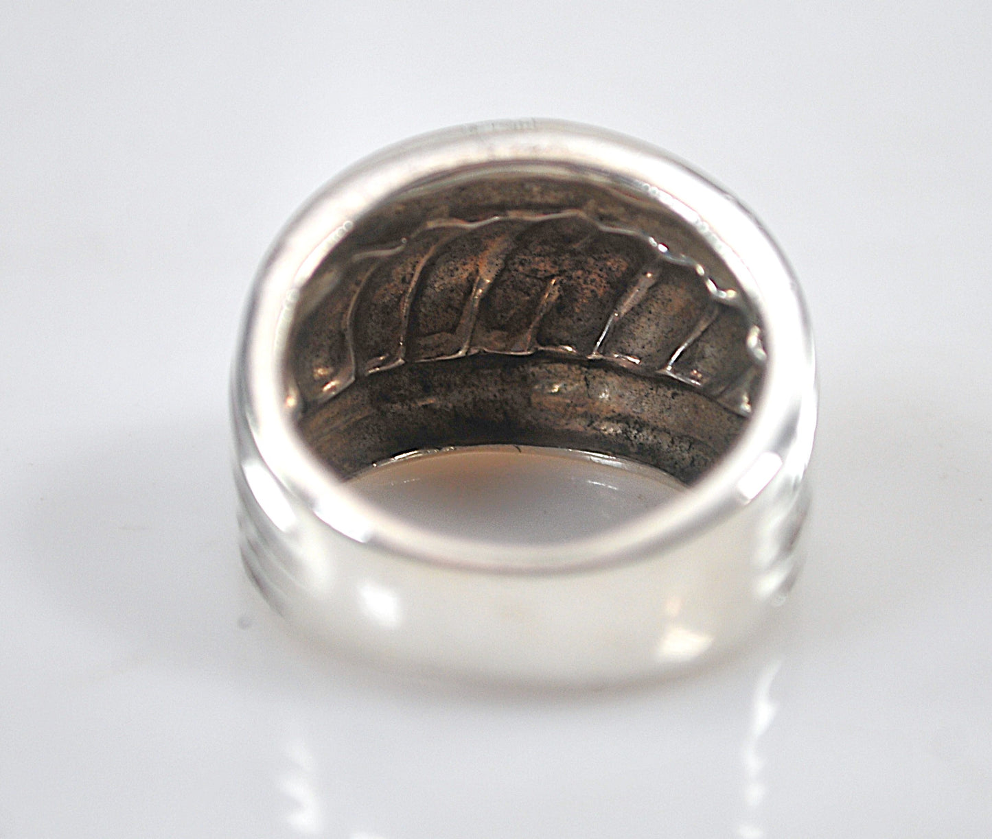 Wide Ribbed Sterling Silver Cigar Band Ring