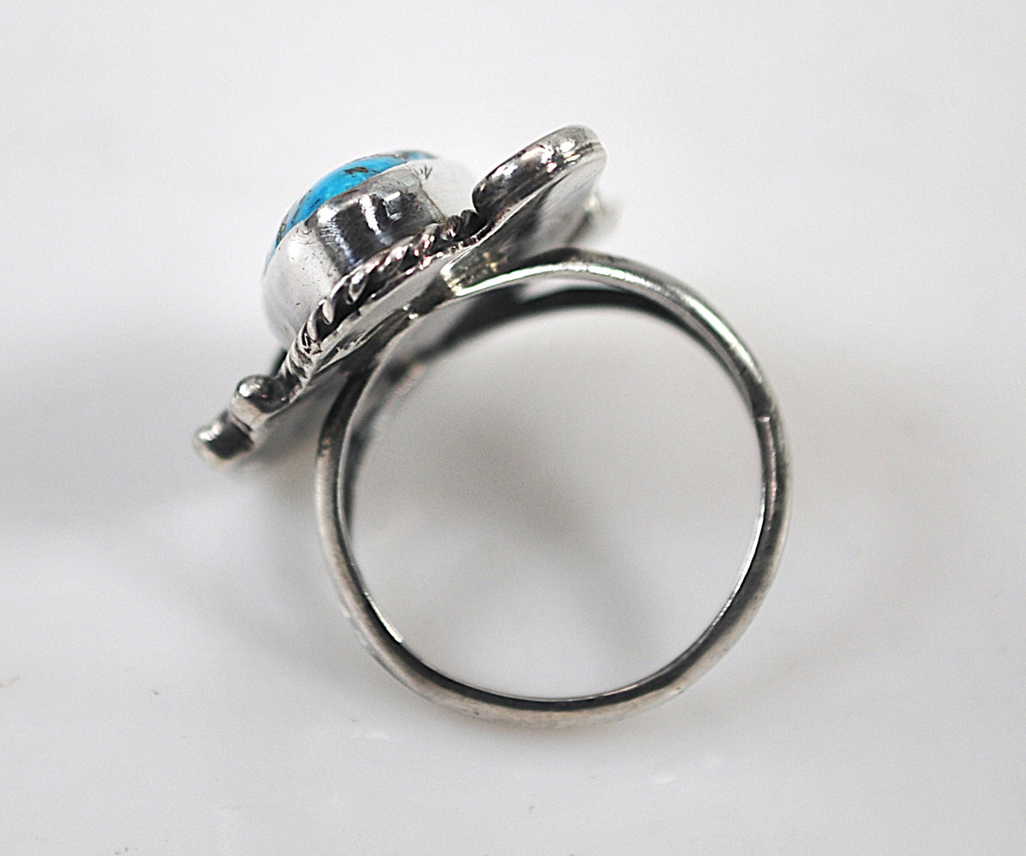 Large Navajo Sterling Silver Turquoise with Pyrite Ring