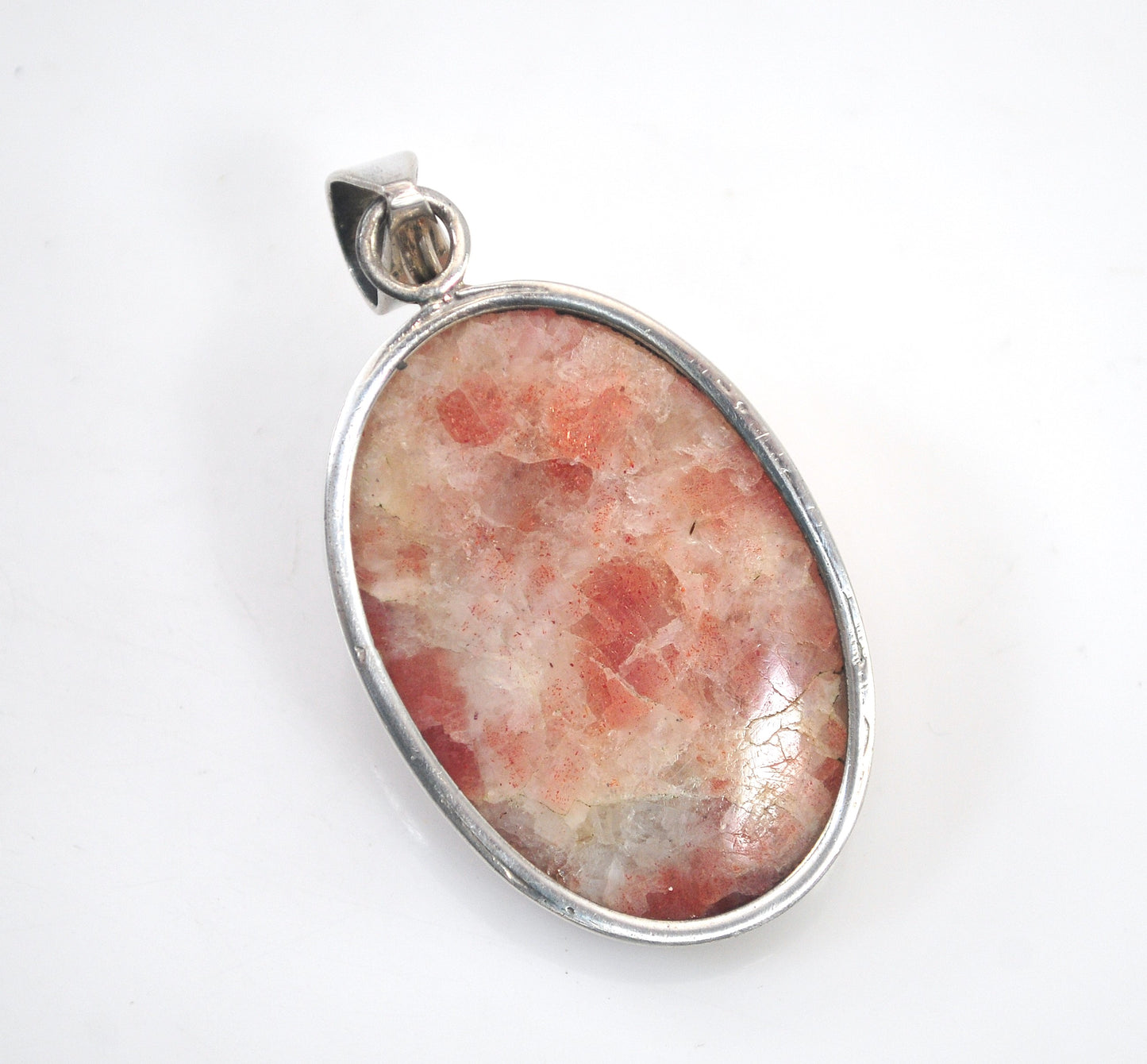 Vintage Sterling Silver Sunstone and Turquoise Pendant