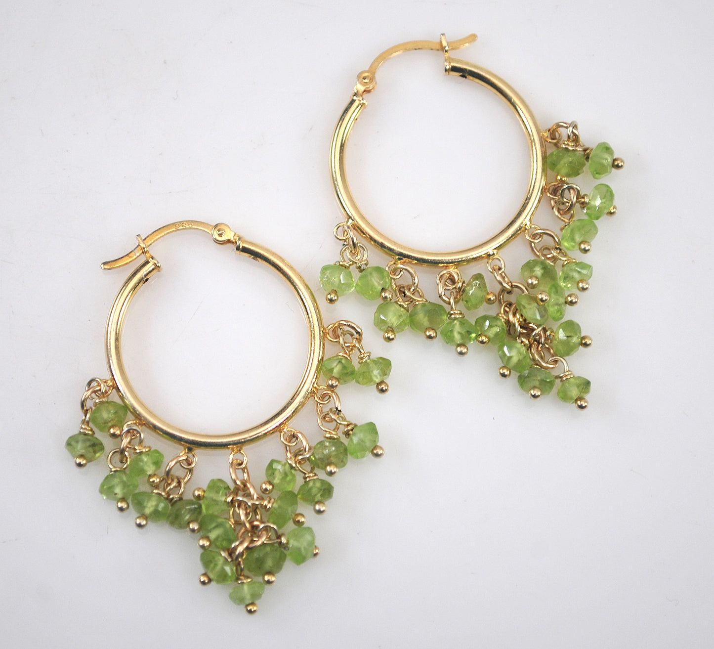 Gold over Sterling Silver Peridot Hoop Earrings