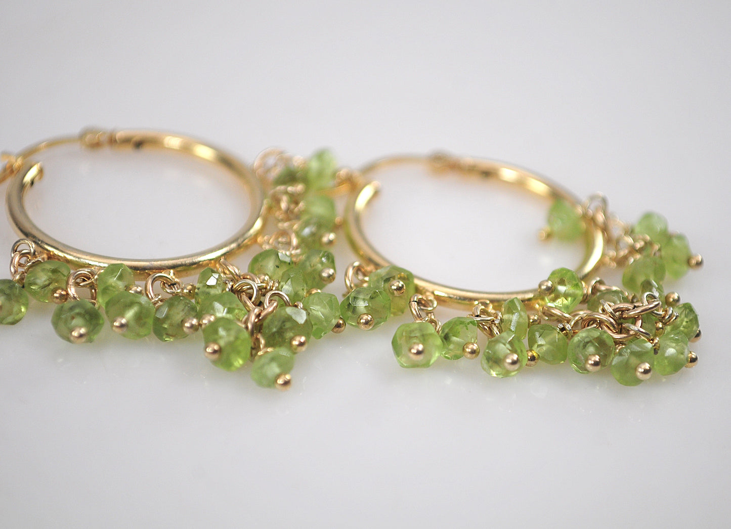 Gold over Sterling Silver Peridot Hoop Earrings