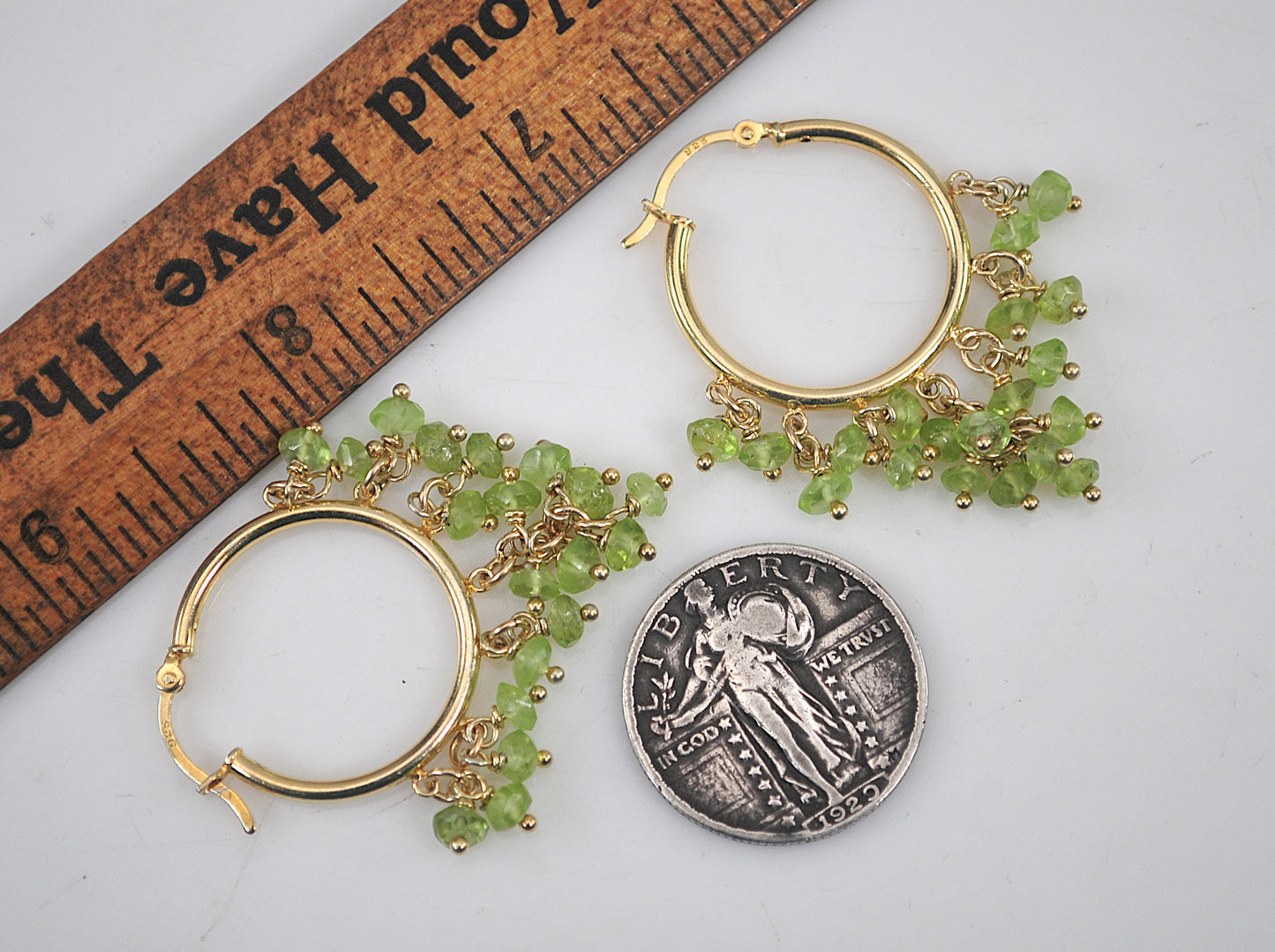 Gold over Sterling Silver Peridot Hoop Earrings