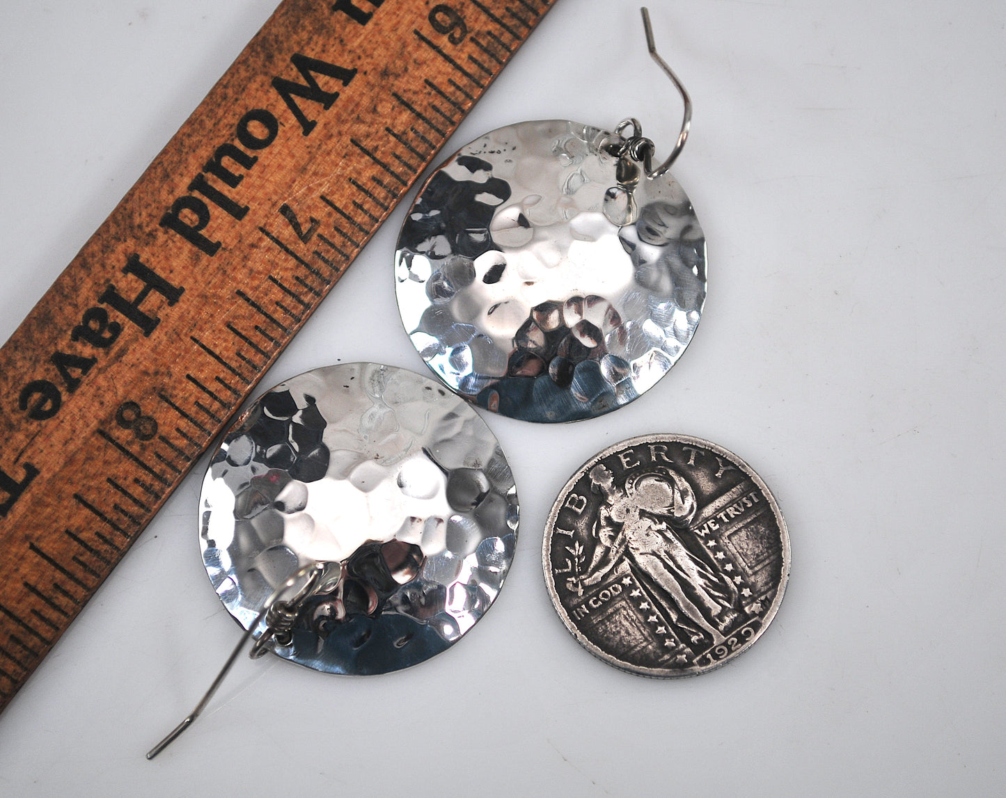 Round Sterling Silver Hammered Earrings