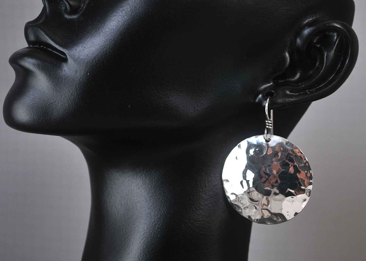 Round Sterling Silver Hammered Earrings