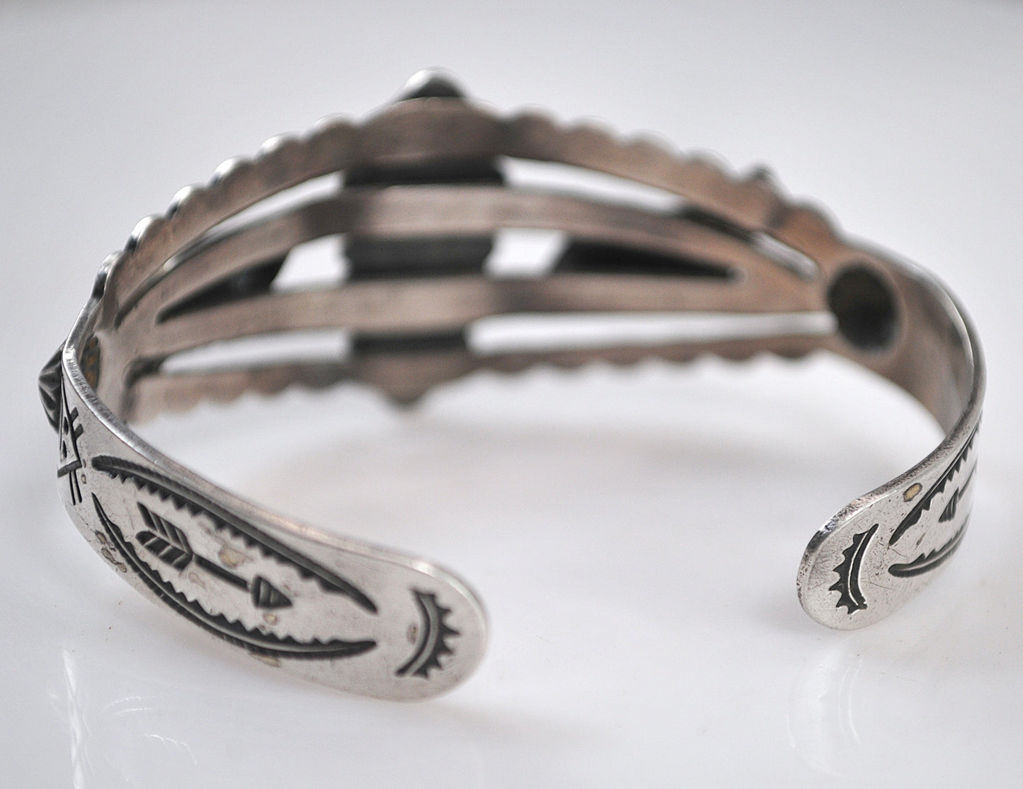 Bell Trading Post Sterling Silver Fred Harvey Era Turquoise Cuff Bracelet