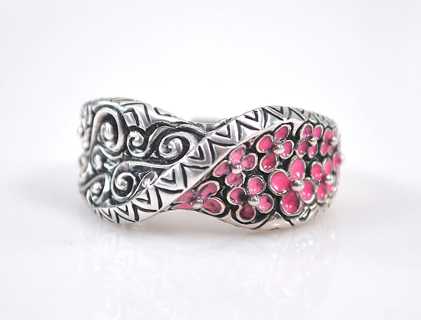 Barbara Bixby Sterling Silver Pink Enamel Ring