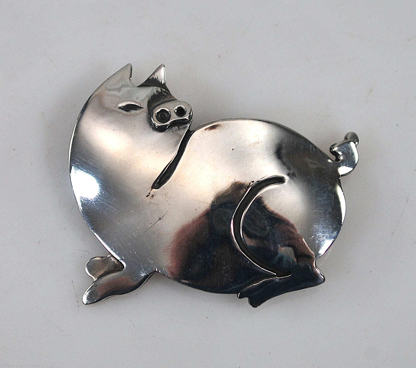 Great Falls Metal Works Sterling Silver Pig Brooch