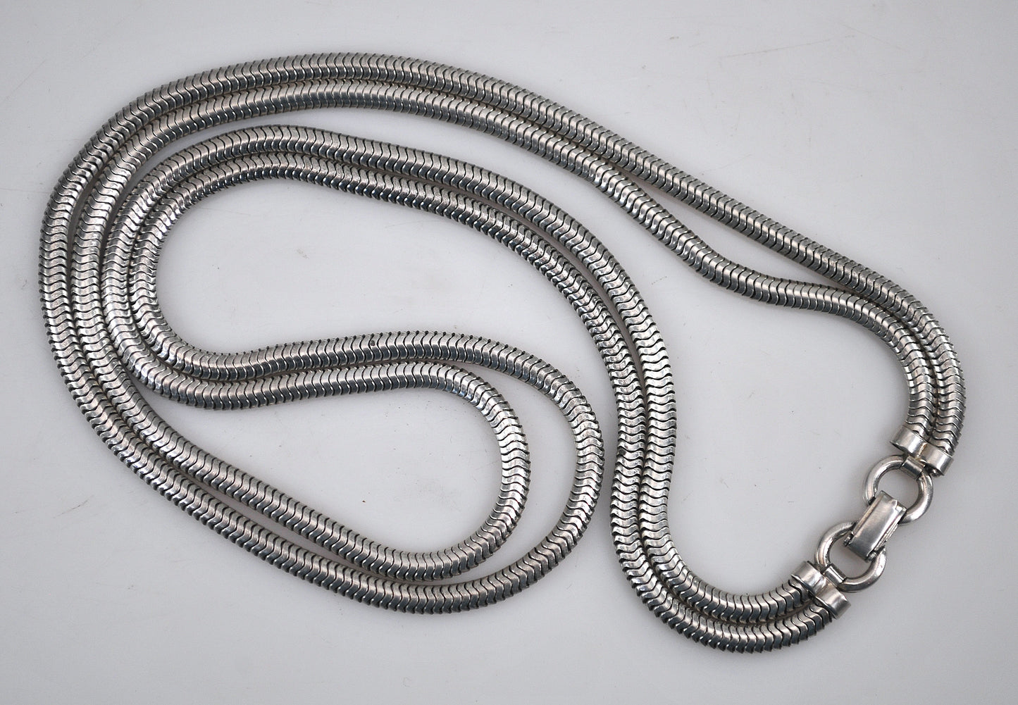 Vintage Forstner Sterling Silver 3mm Double Strand Snake Chain Choker Necklace