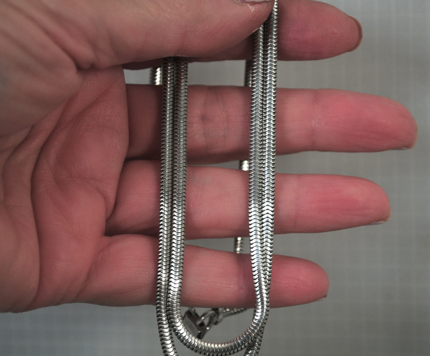 Vintage Forstner Sterling Silver 3mm Double Strand Snake Chain Choker Necklace