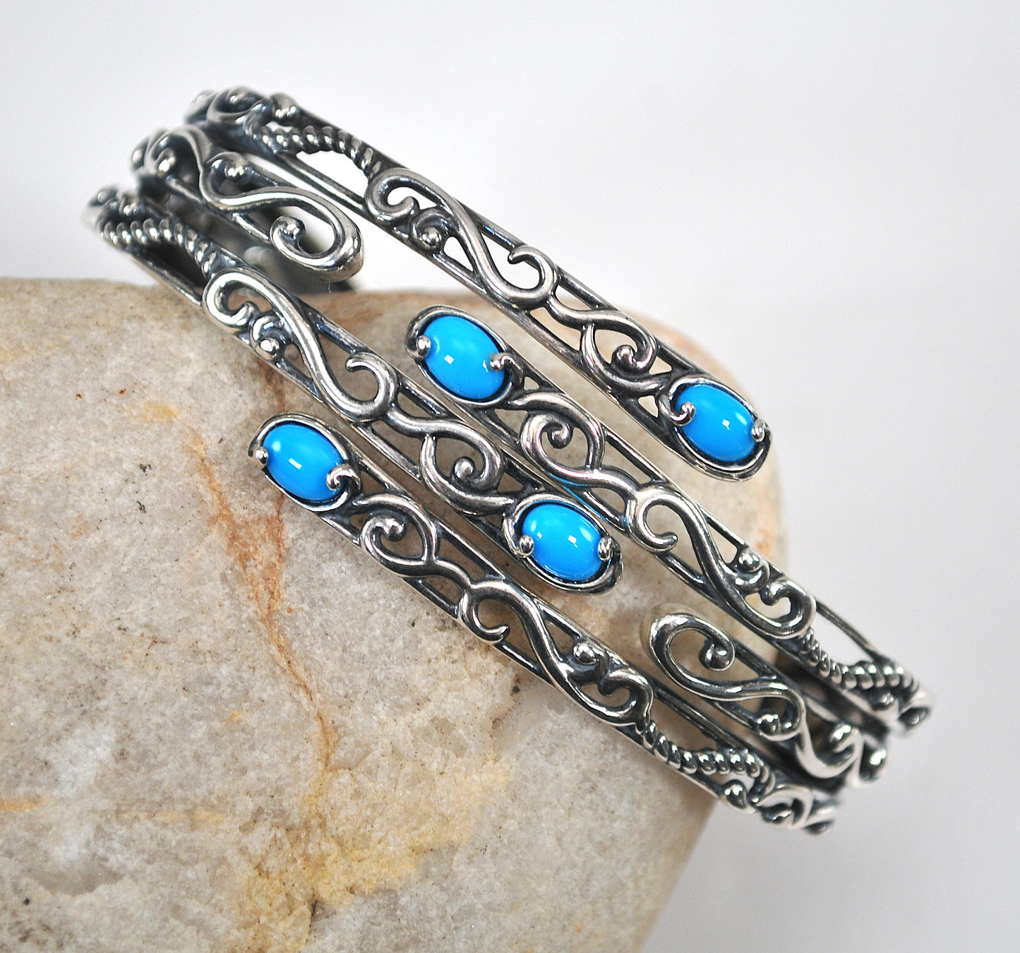 Carolyn Pollack Relios Sterling Silver Turquoise Bangle Bracelet