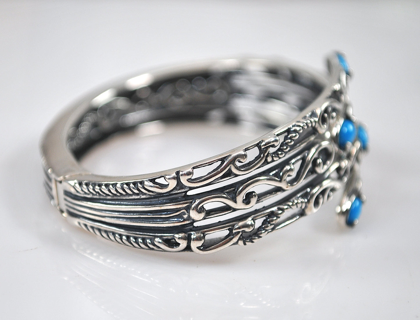 Carolyn Pollack Relios Sterling Silver Turquoise Bangle Bracelet