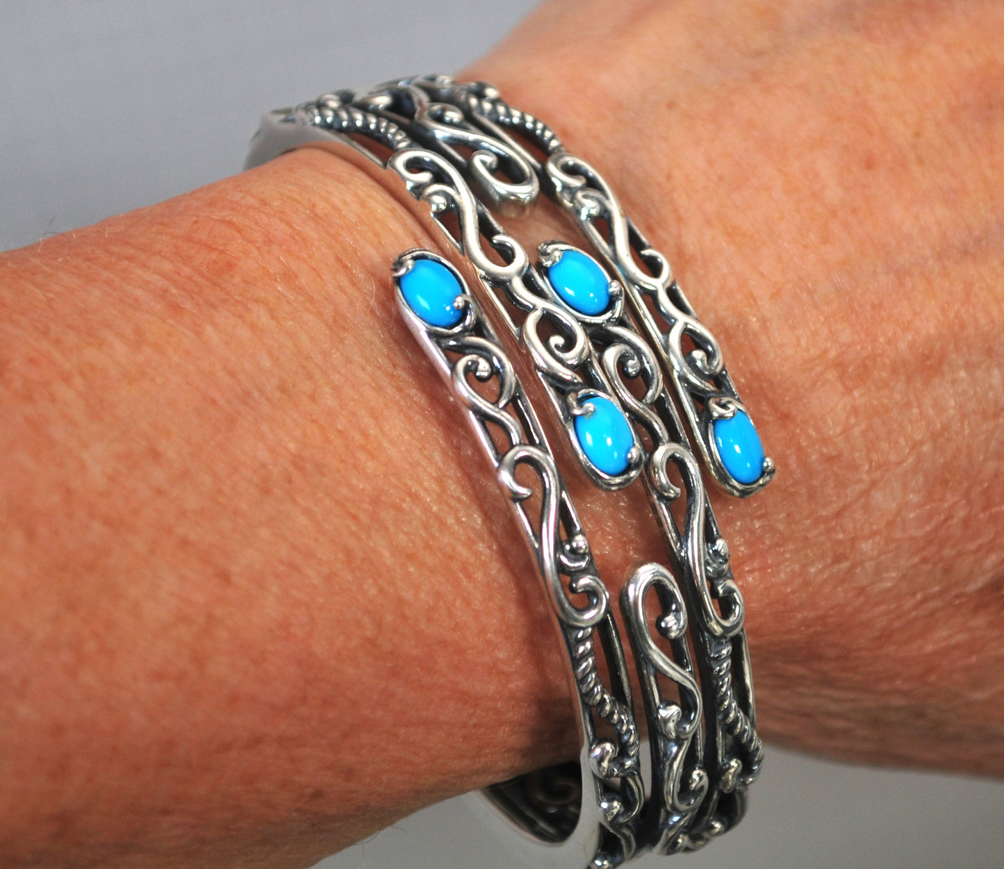 Carolyn Pollack Relios Sterling Silver Turquoise Bangle Bracelet