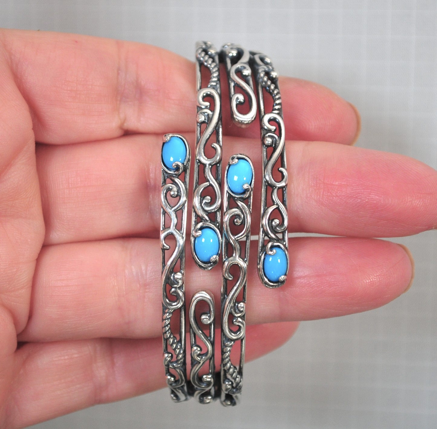 Carolyn Pollack Relios Sterling Silver Turquoise Bangle Bracelet