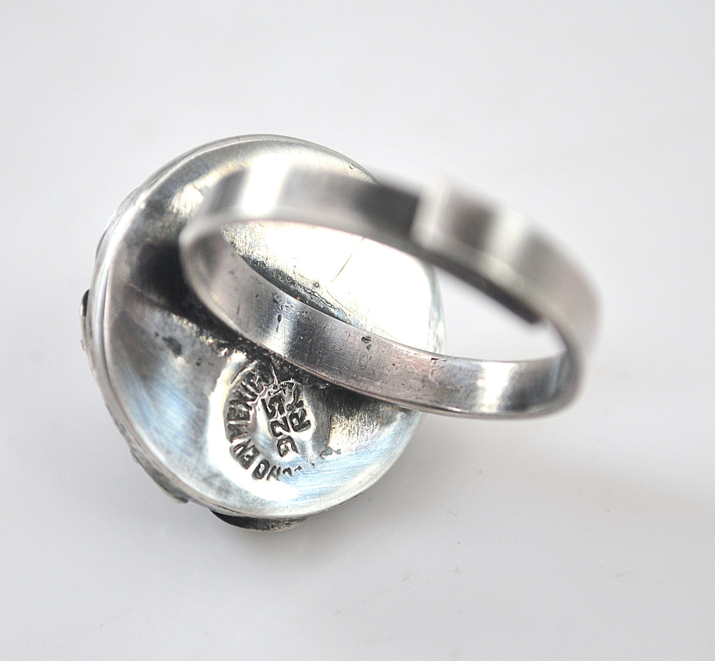 Old Mexico 925 Sterling Silver Amethyst Poison Ring