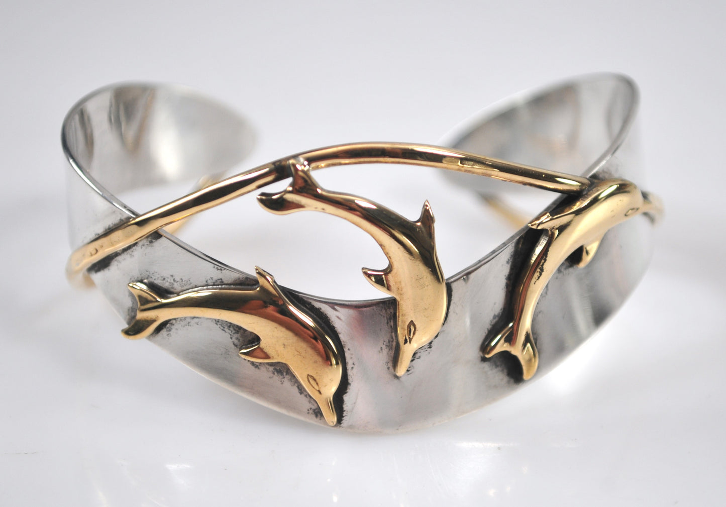 Courtney Peterson Sterling Silver Brass Dophin Cuff Bracelet