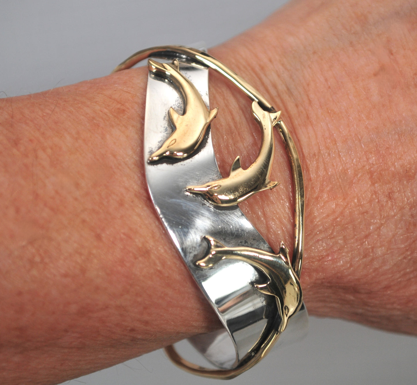 Courtney Peterson Sterling Silver Brass Dophin Cuff Bracelet