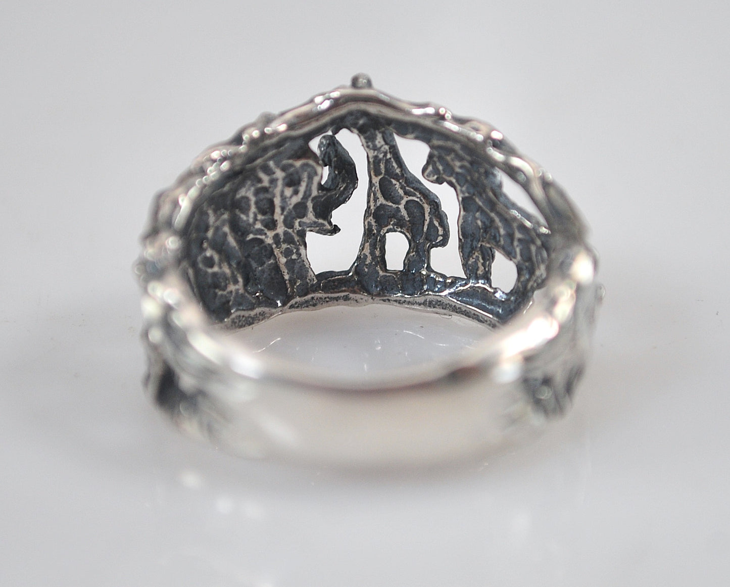 Signed Sterling Silver Jungle Animal Ring