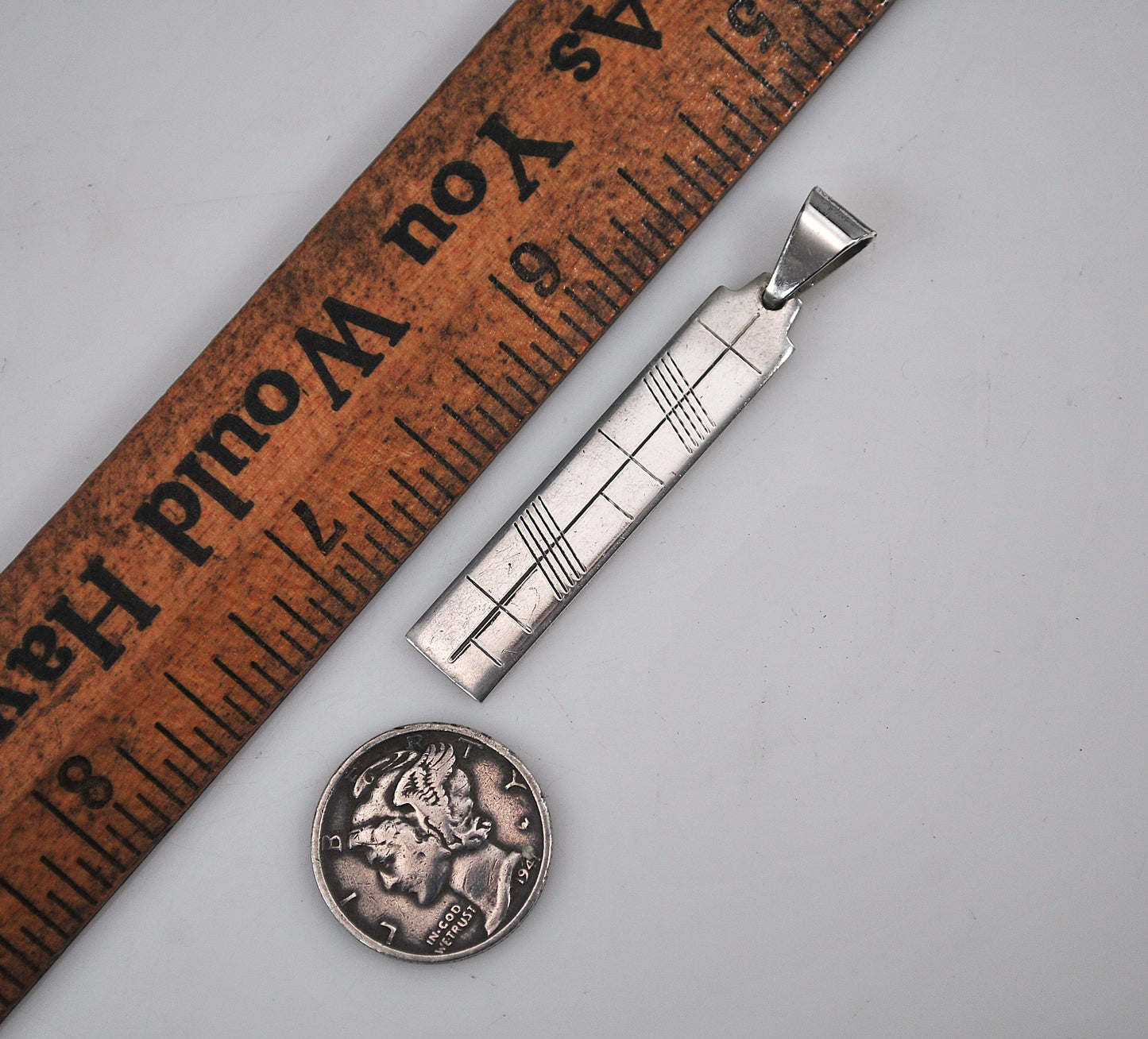 Brian De Staic Ogham Sterling Silver Bar Pendant