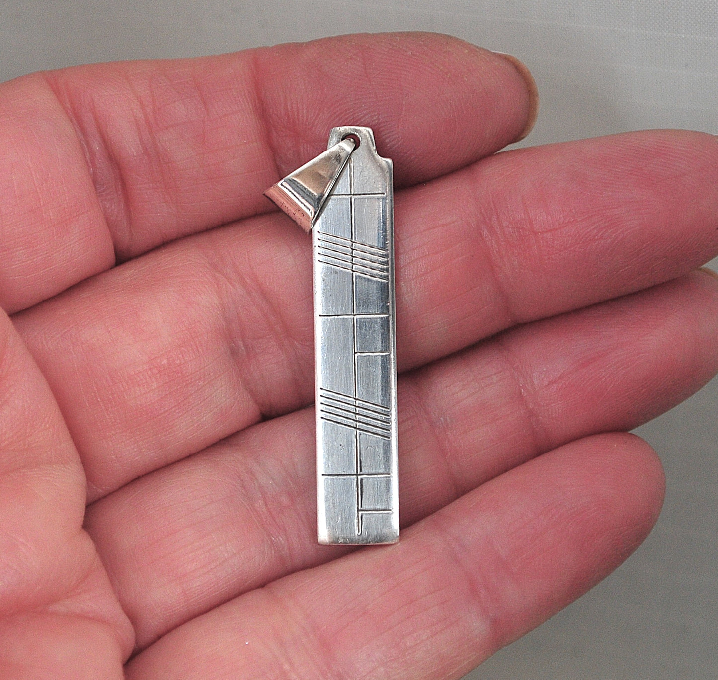 Brian De Staic Ogham Sterling Silver Bar Pendant